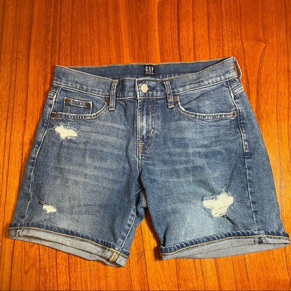 Gap distressed rolled Bermuda jean shorts